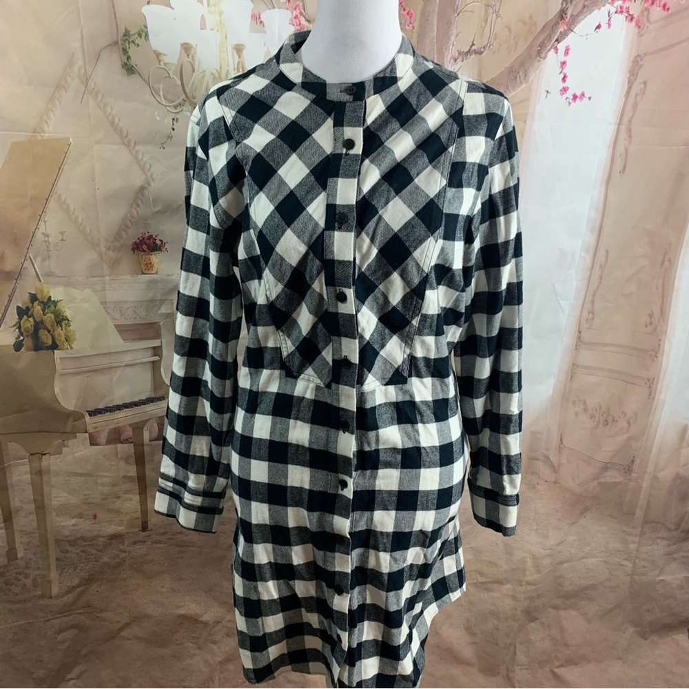 Derek Lam 10 Crosby Checker Plaid Flannel Tie Tunic Dress - Picture 5 of 14